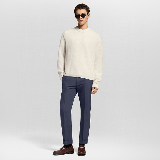 lv louis vuitton embroidered ribbed crew neck cashmere sweater